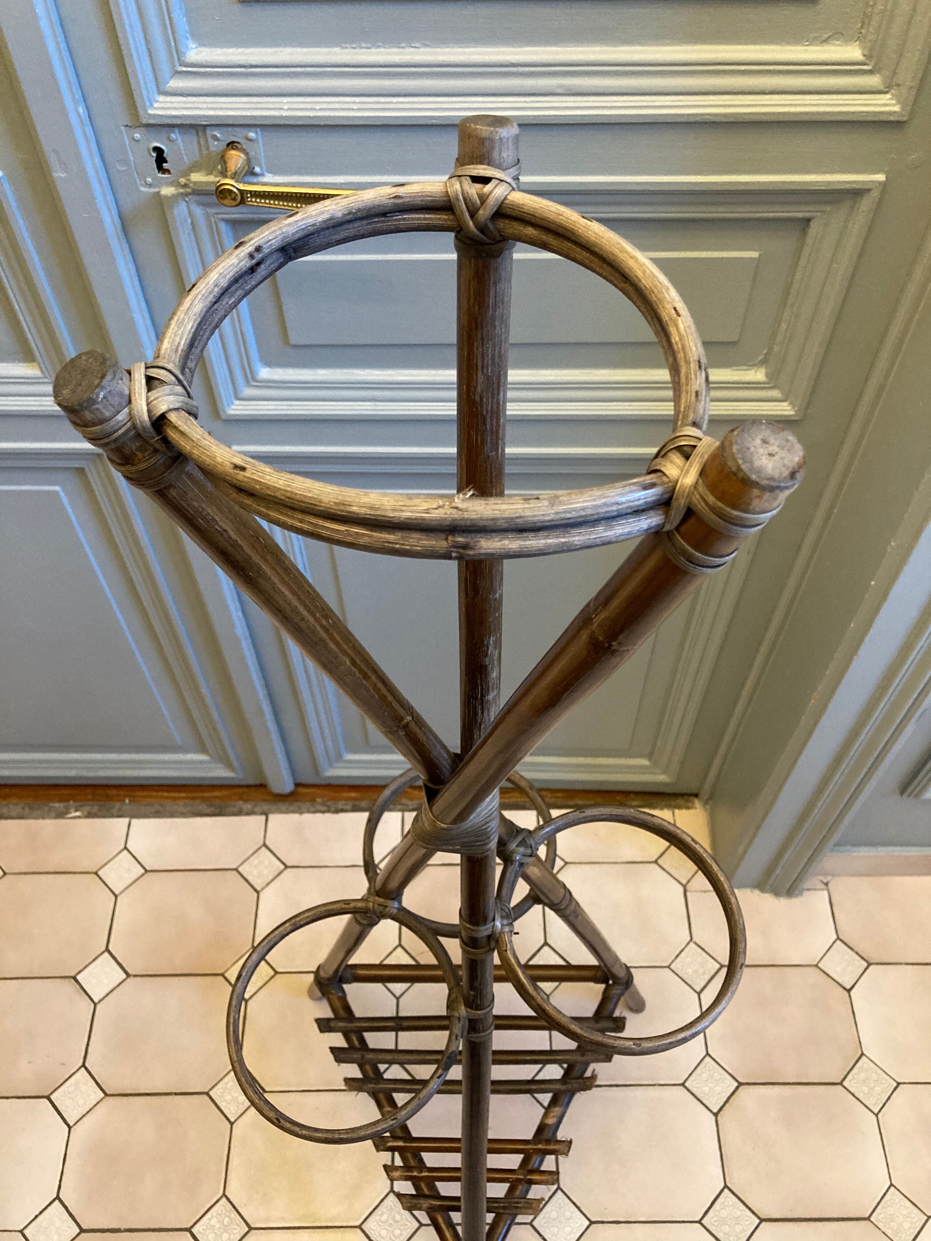 Vintage rattan plant holder