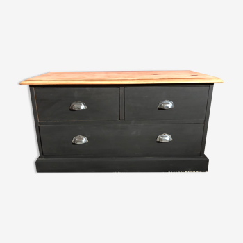 Professional style furniture, matt black raw wood chest of drawers