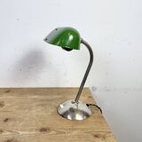 Lampe de table de banquier vintage en émail vert, années 1950