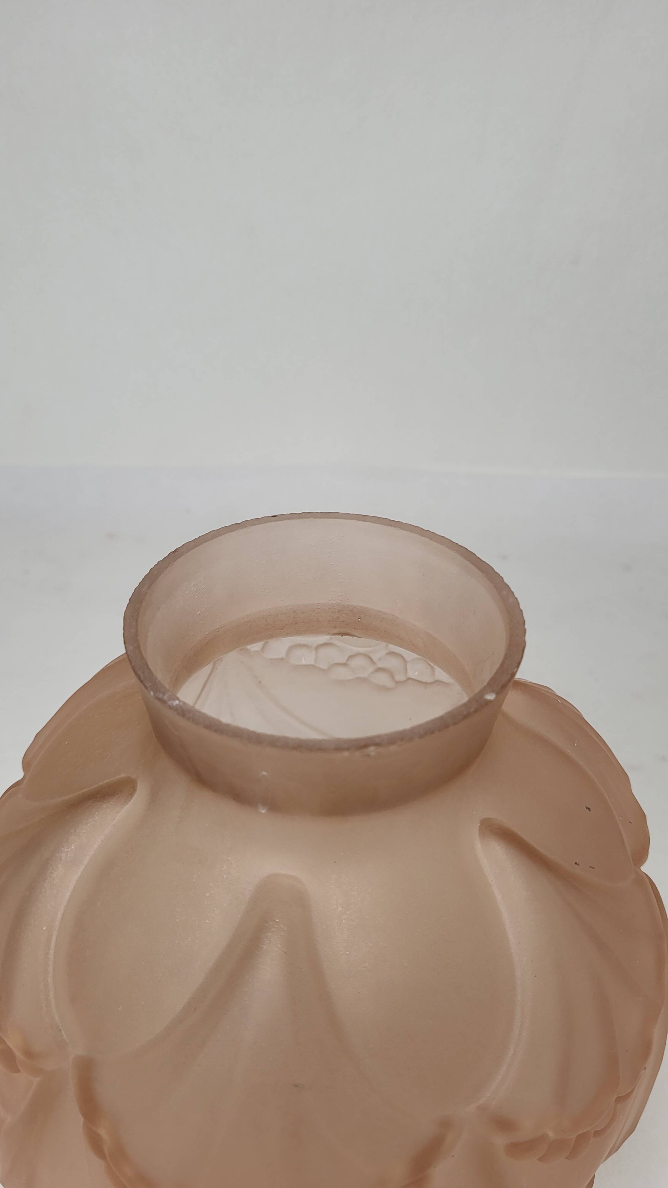 Art Deco ball vase, pink glass