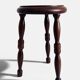 French Turned Chestnut Wood Stool or Side Table, Mid-20th Century