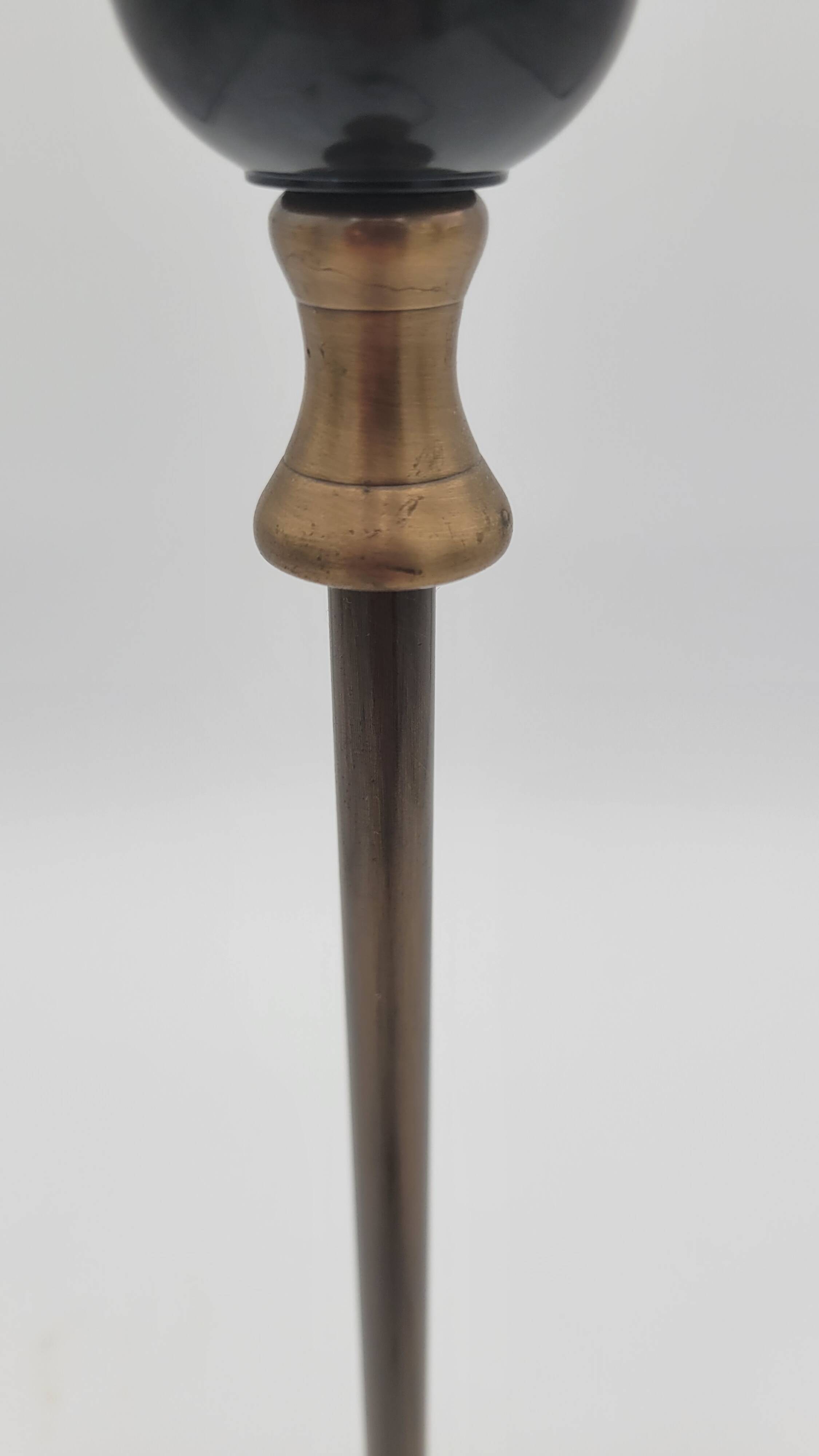 Contemporary wood and brass lamp base