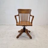 Industrial Oak Swivel Chair, 1900's
