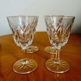 Set of 4 Harlequin glasses in crystal glass from Reims 1950