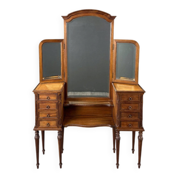 Large dressing table with triptych mirror, Louis XVI style, 20th century.