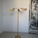 Bamboo and brass floor lamp