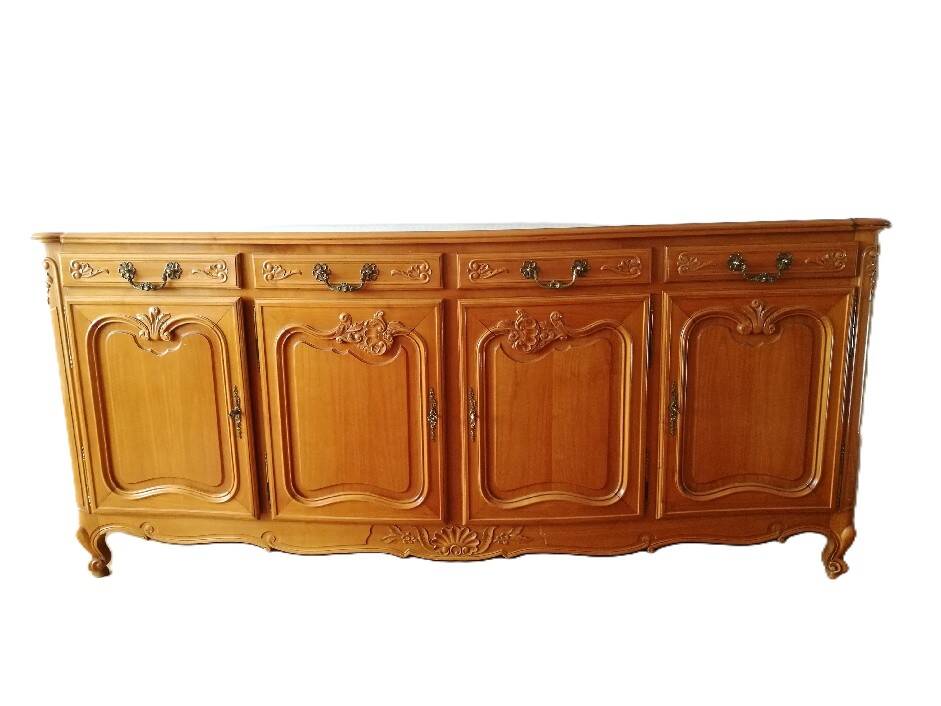 Solid cherry wood cabinet with 4 doors and 4 drawers (255/55cm H 105cm)