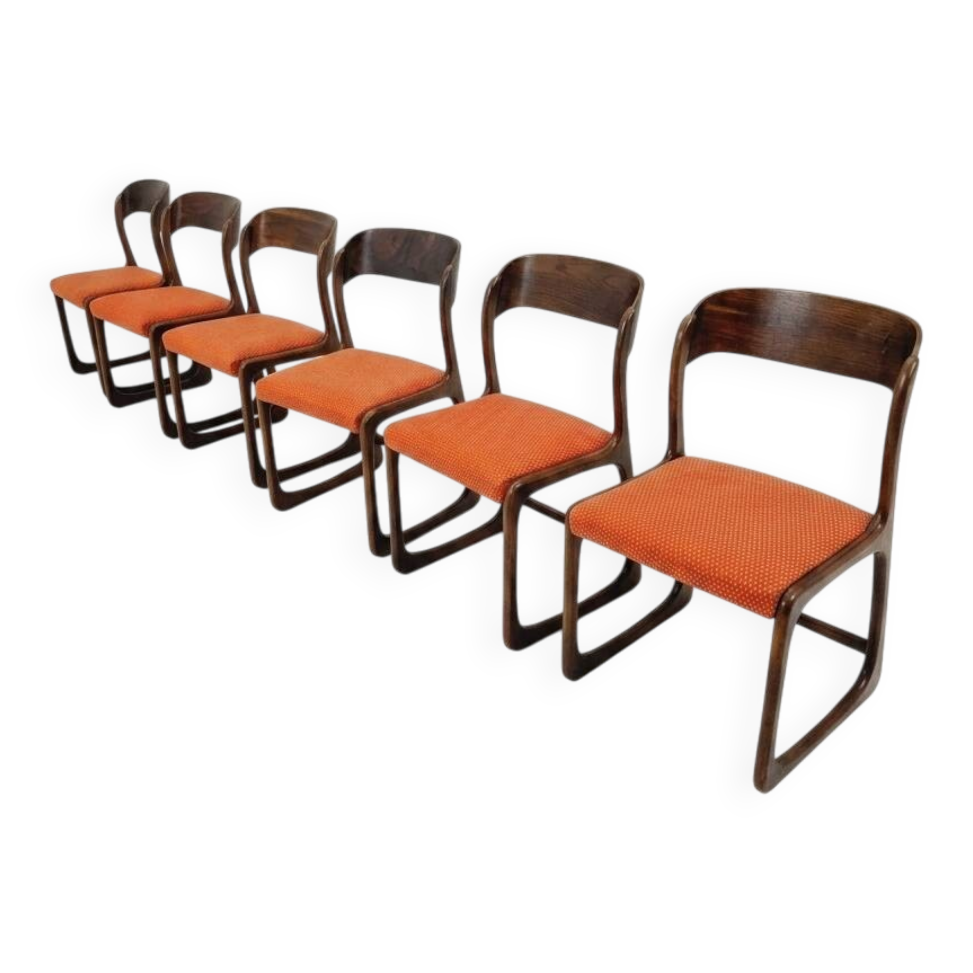 6 Baumann sled chairs in rosewood from the 1960s.
