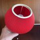Tripod lamp, pleated red rhodoid, 1950s, 60s design