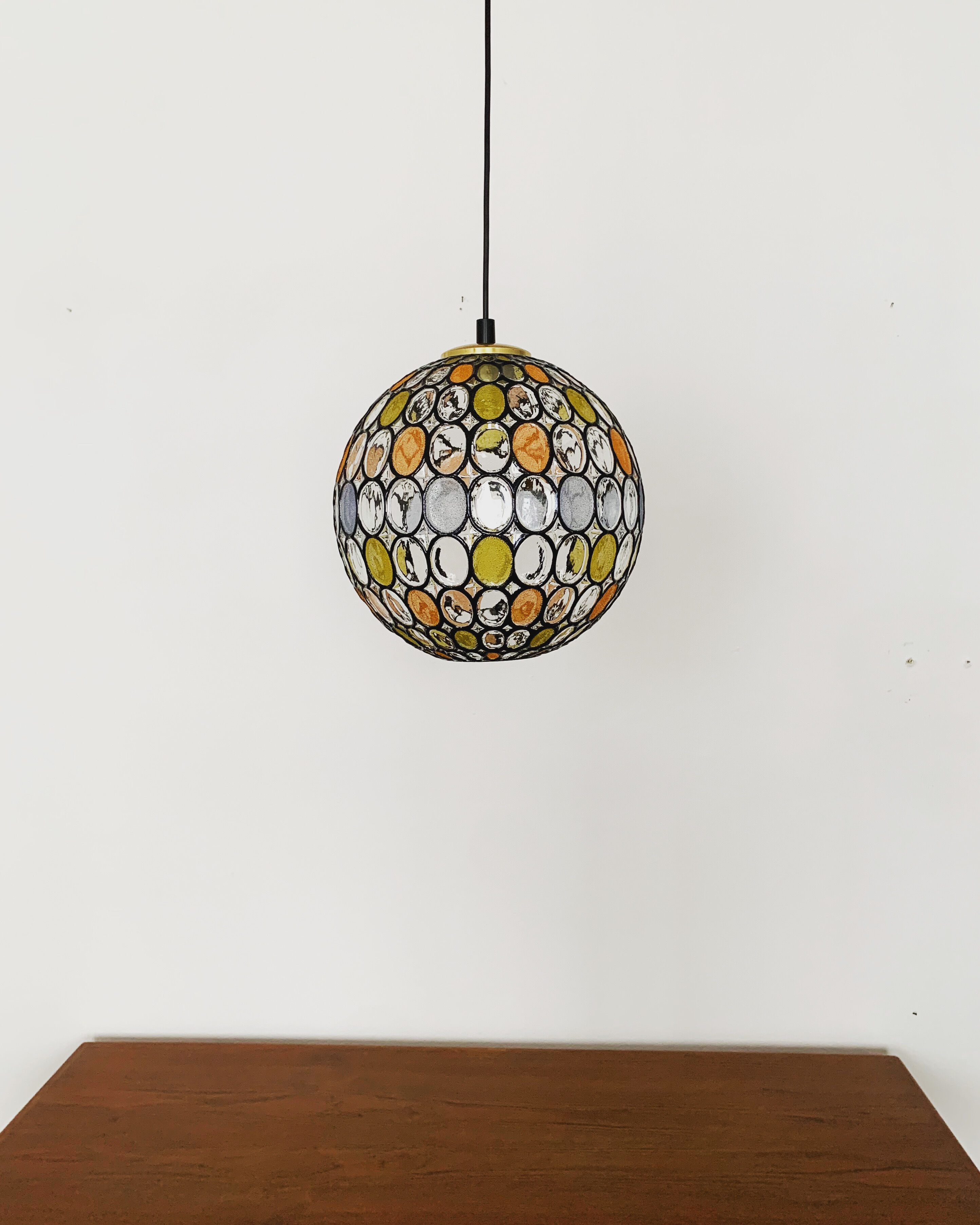 Colourful glass pendant lamp by Glashütte Limburg