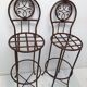 Pair of vintage bar high chairs in copper and wrought iron