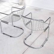 Pair of vintage chrome chairs in Rinaldi style