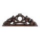 Oak pediment with hand-carved oak leaves around a wreath, France ca. 1850