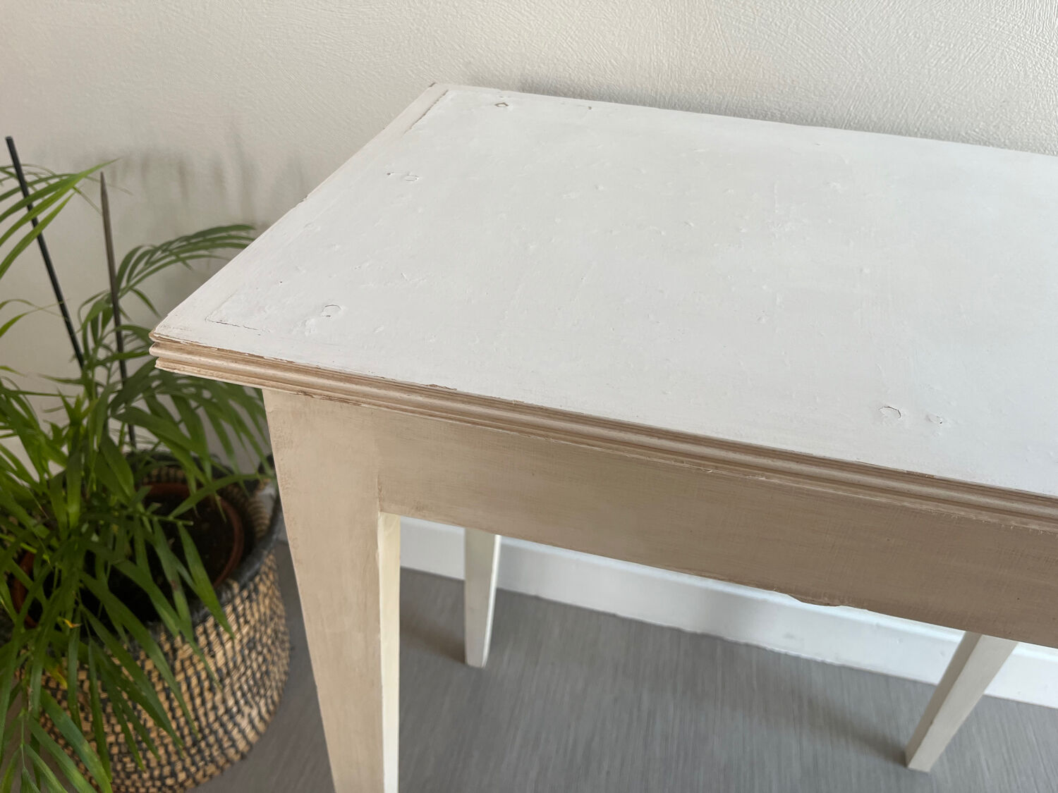 Small patinated wood table / desk / console / side table