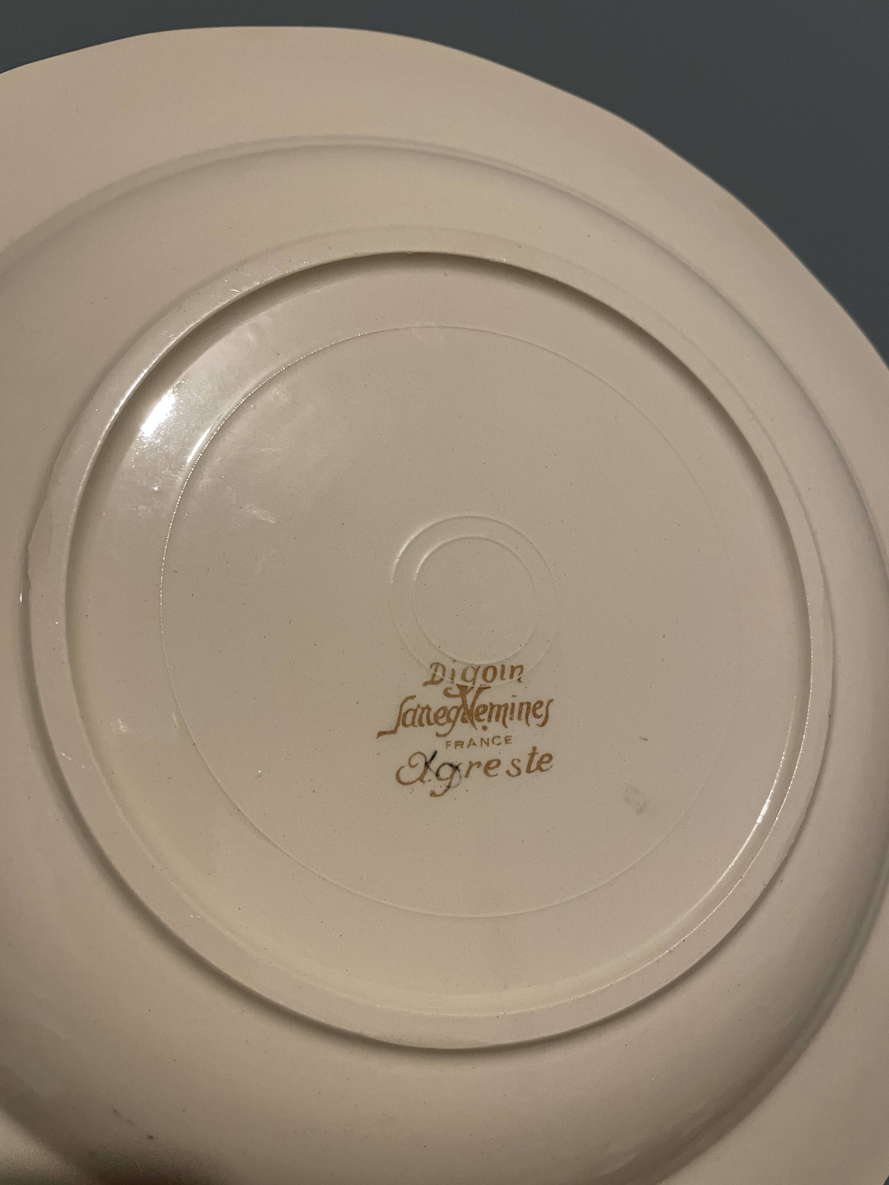 Set of 8 hollow plates in Earthenware Digoin Sarreguemines, Agreste model