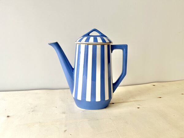 Grande cafetière Fox Trott Sarreguemines en faïence art déco 1930 vintage