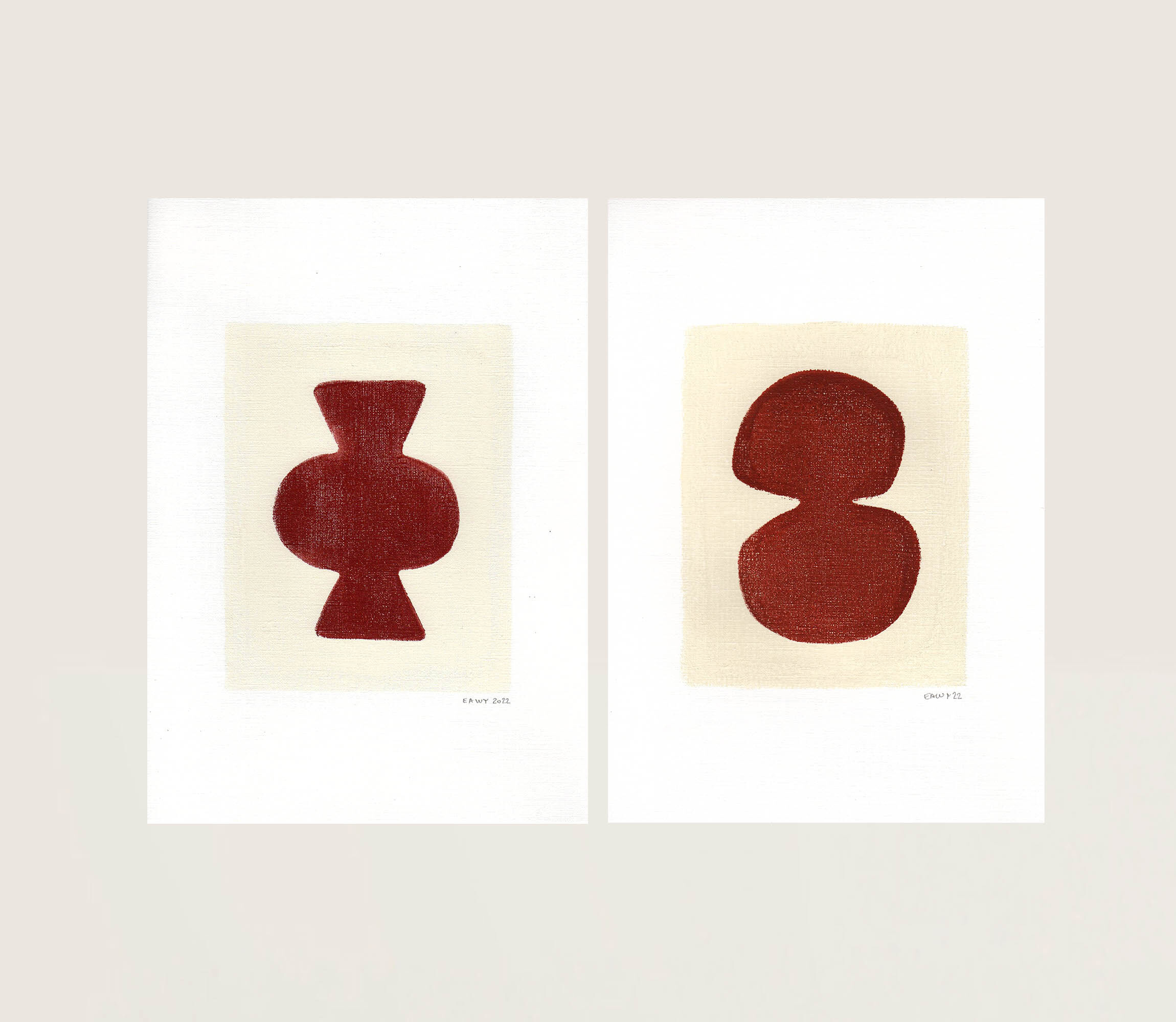 Duo of terracotta paints M760 and M761 signed EAWY