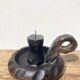 Brutalist solid wood candle holder 1960 Italy