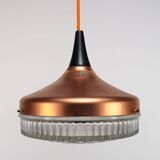 1970s Scandinavian Style Copper, Black & Prismatic Glass Pendant Lamp
