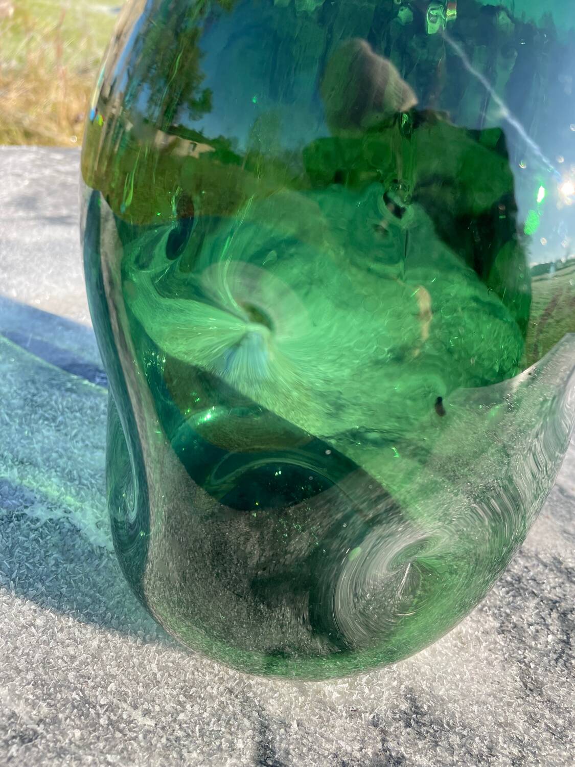 Large blown glass bottle - Vintage 70s - Empoli glassware - Italy