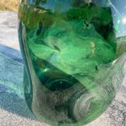 Large blown glass bottle - Vintage 70s - Empoli glassware - Italy