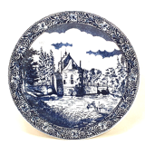 Large decorative plate decorations blue landscape diameter 40 cm