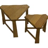 Vintage Scandinavian side tables made of solid wood circa 1970s