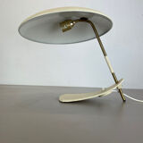 Modernist kalmar sytle Bauhaus beige metal and brass desk light, Austria, 1950s