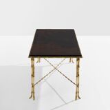 Table basse bambou laiton laque de Chine Maison Baguès 1950