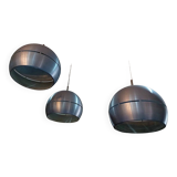 Set of 3 space age pendant lights, 1970s