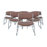 Set of 6 vintage low chairs in chrome metal