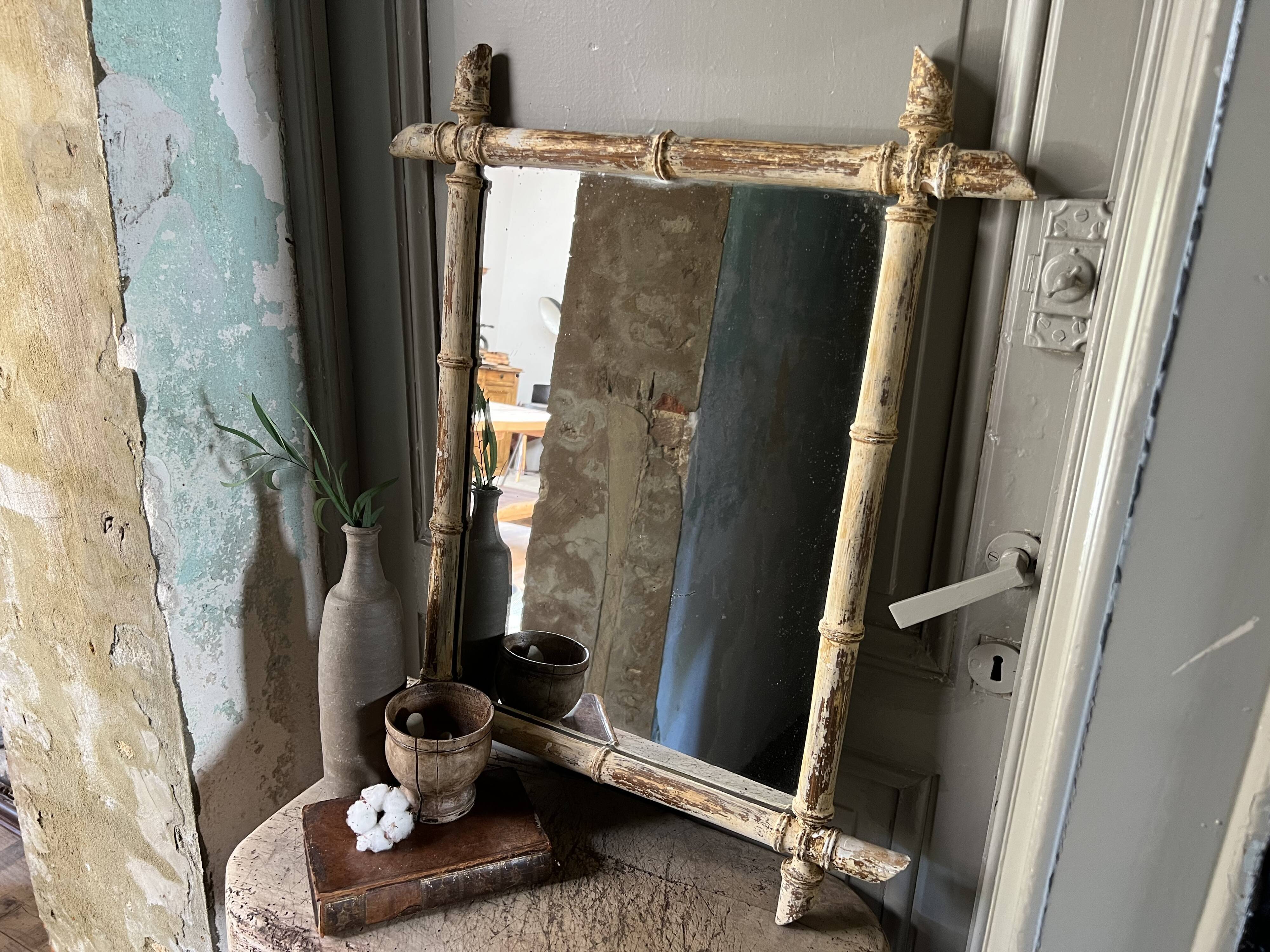 Miroir vintage bambou