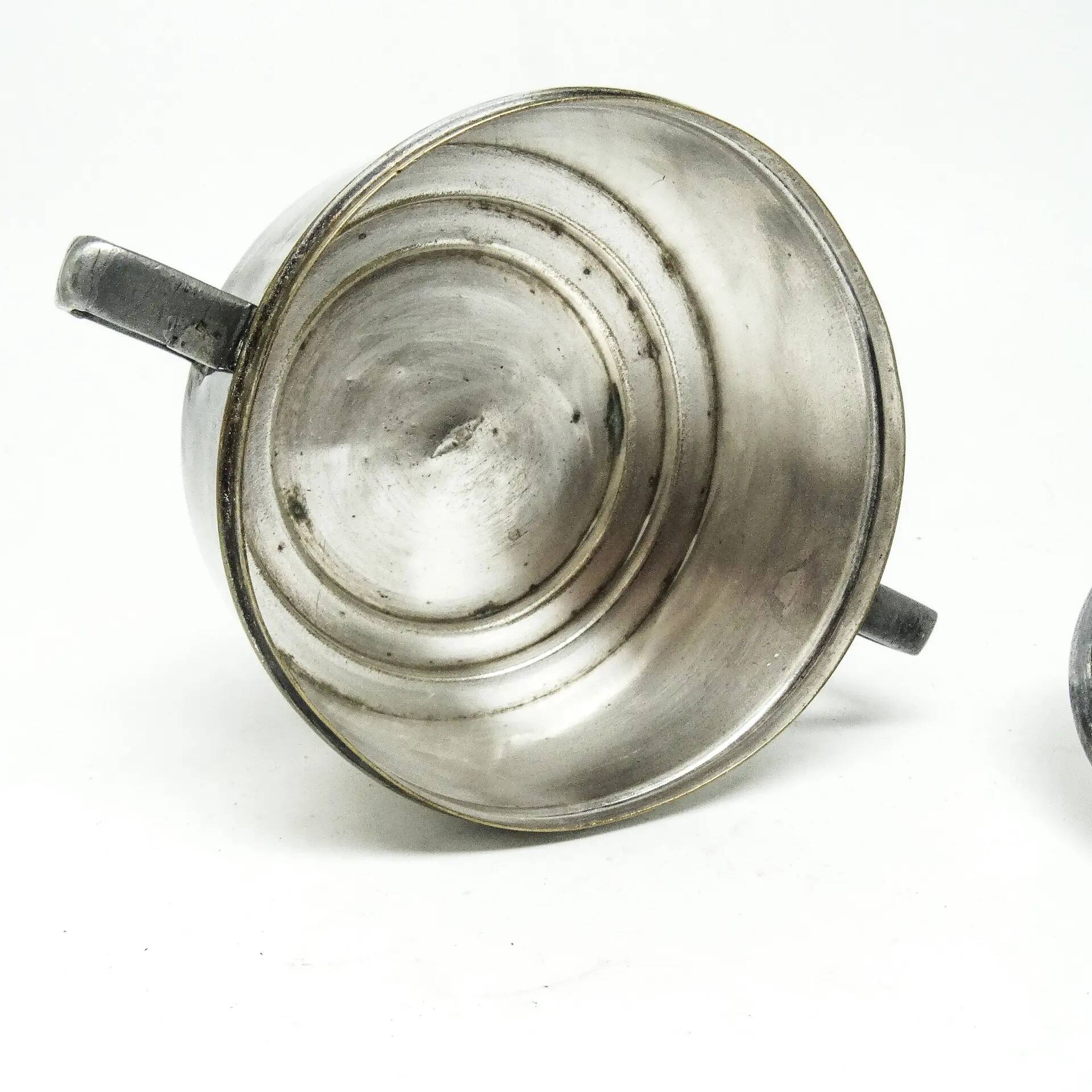 Art Deco sugar bowl, silver-plated brass, Poland, 1930s