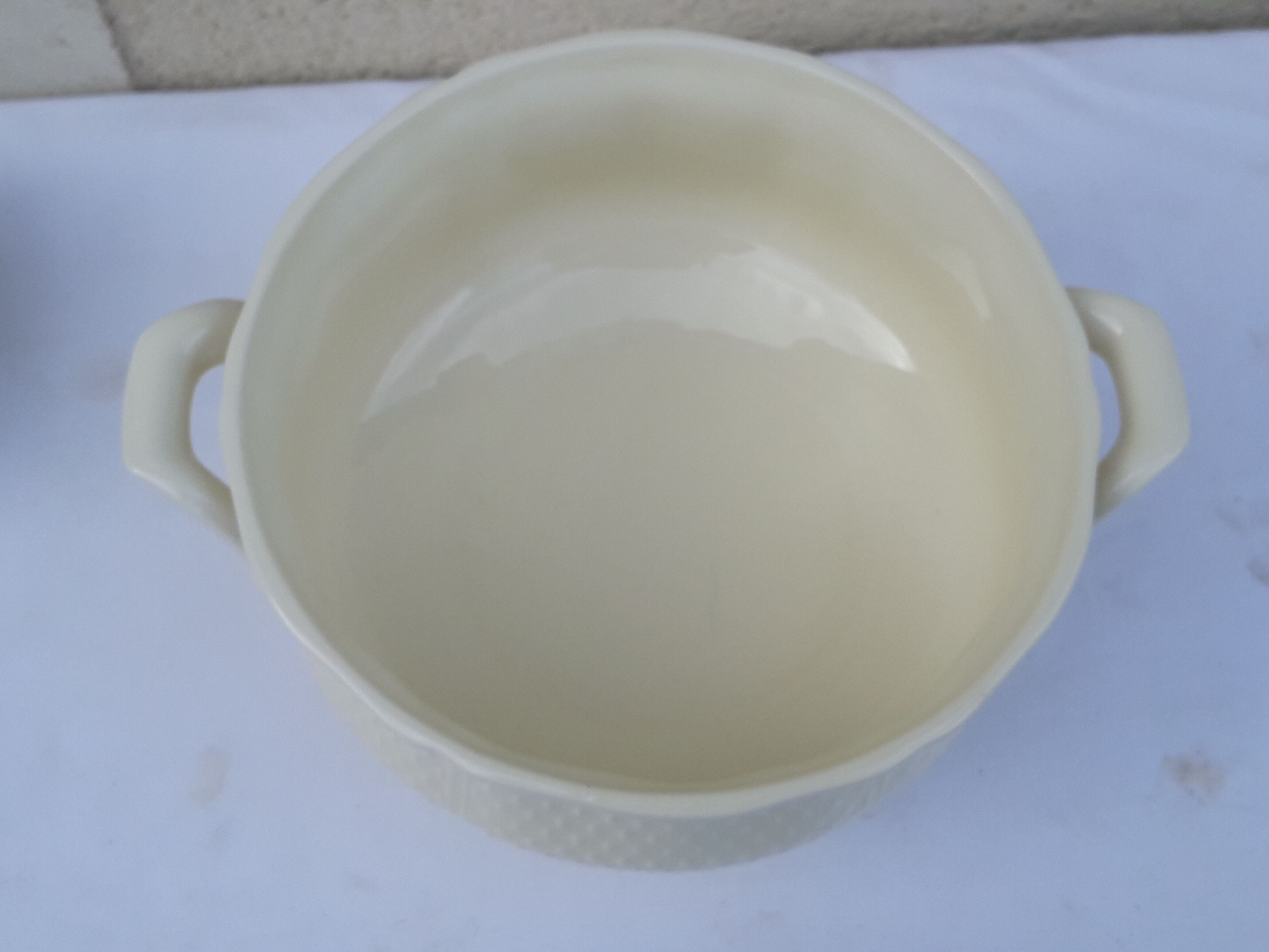 Gien earthenware model bridge cabbage off-white rice grain Diam 21.5 cm