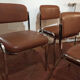 Set of 4 chairs chrome and skaï brown 70s
