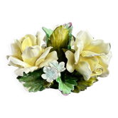 Rose porcelain barbotine candlestick - Capodimonte Italy - Ref 1378