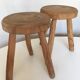 Pair of tripod stools of farm in raw Elm