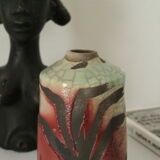 Polychrome raku vase