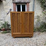 Armoire en  bois et rotin