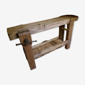 Antique Burgundian workbench in light oak