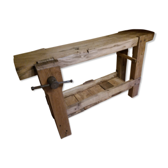Antique Burgundian workbench in light oak