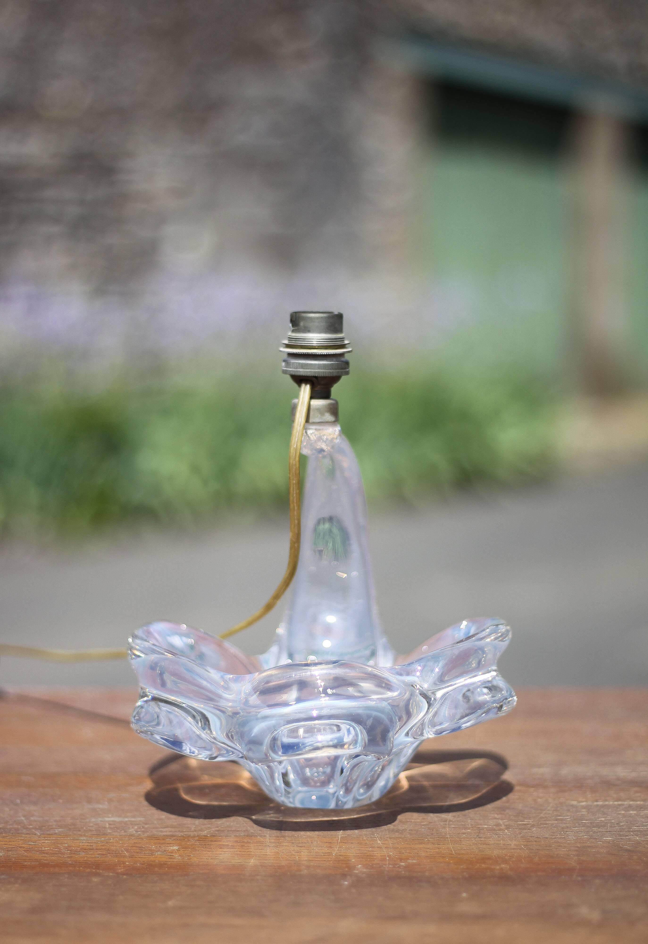 vintage crystal lamp, opalescent lamp base, bedside lamp, crystal table lamp, decoration