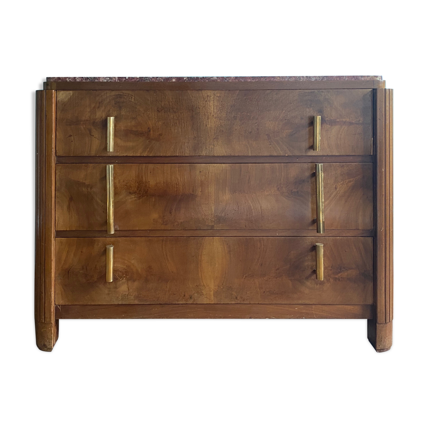 Art deco dresser, top pink marble 30s