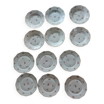 Set of 12 floral porcelain plates