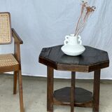 Pedestal table or small octagonal side table quadripod base with modernist spacer