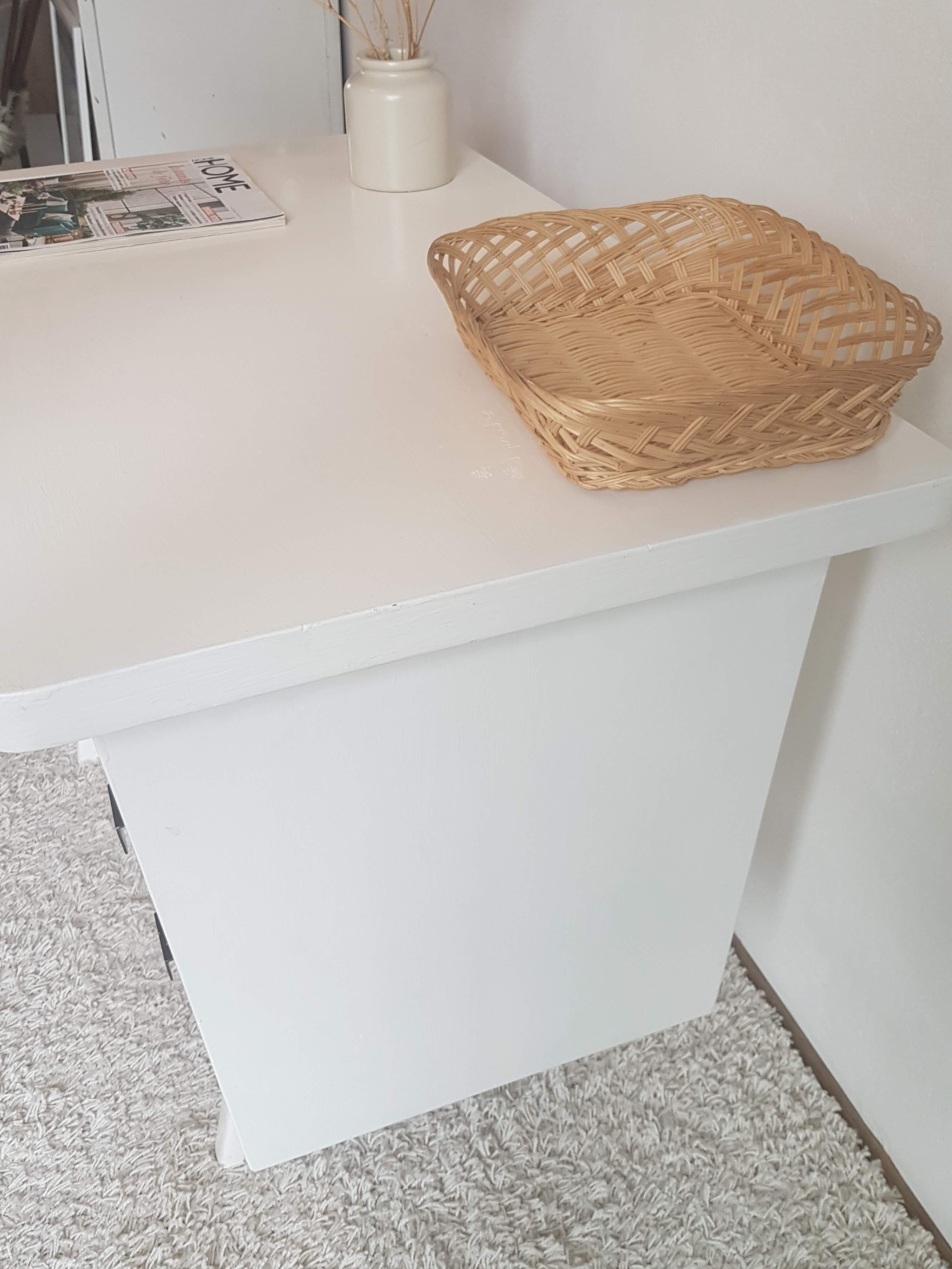 White desk with compass feet circa 1960