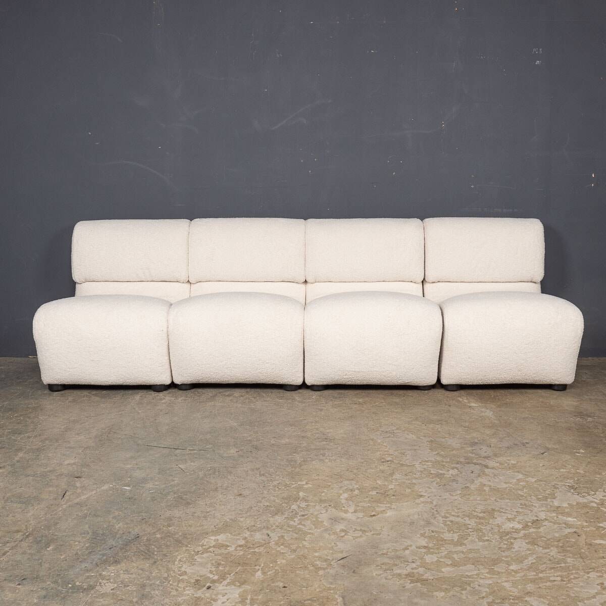 Italian 20thc set of four seats in cream boucle c.1980