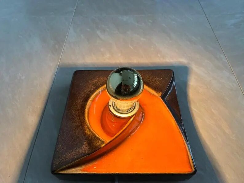 Pair of Midcentury Wall Lamp or Ceiling Flush Mount PAN, Ceramic, Germany, 1970s