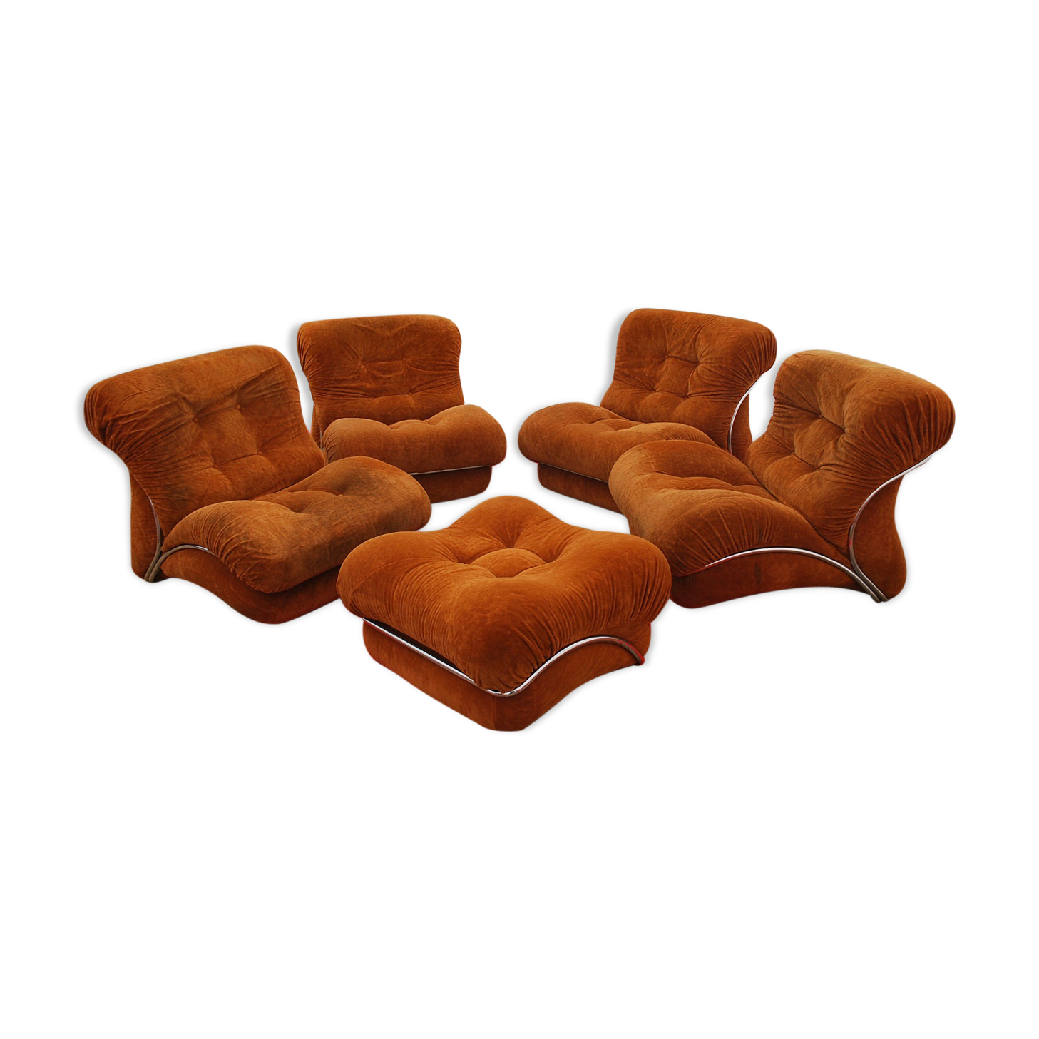 4 vintage armchairs and vintage pouf