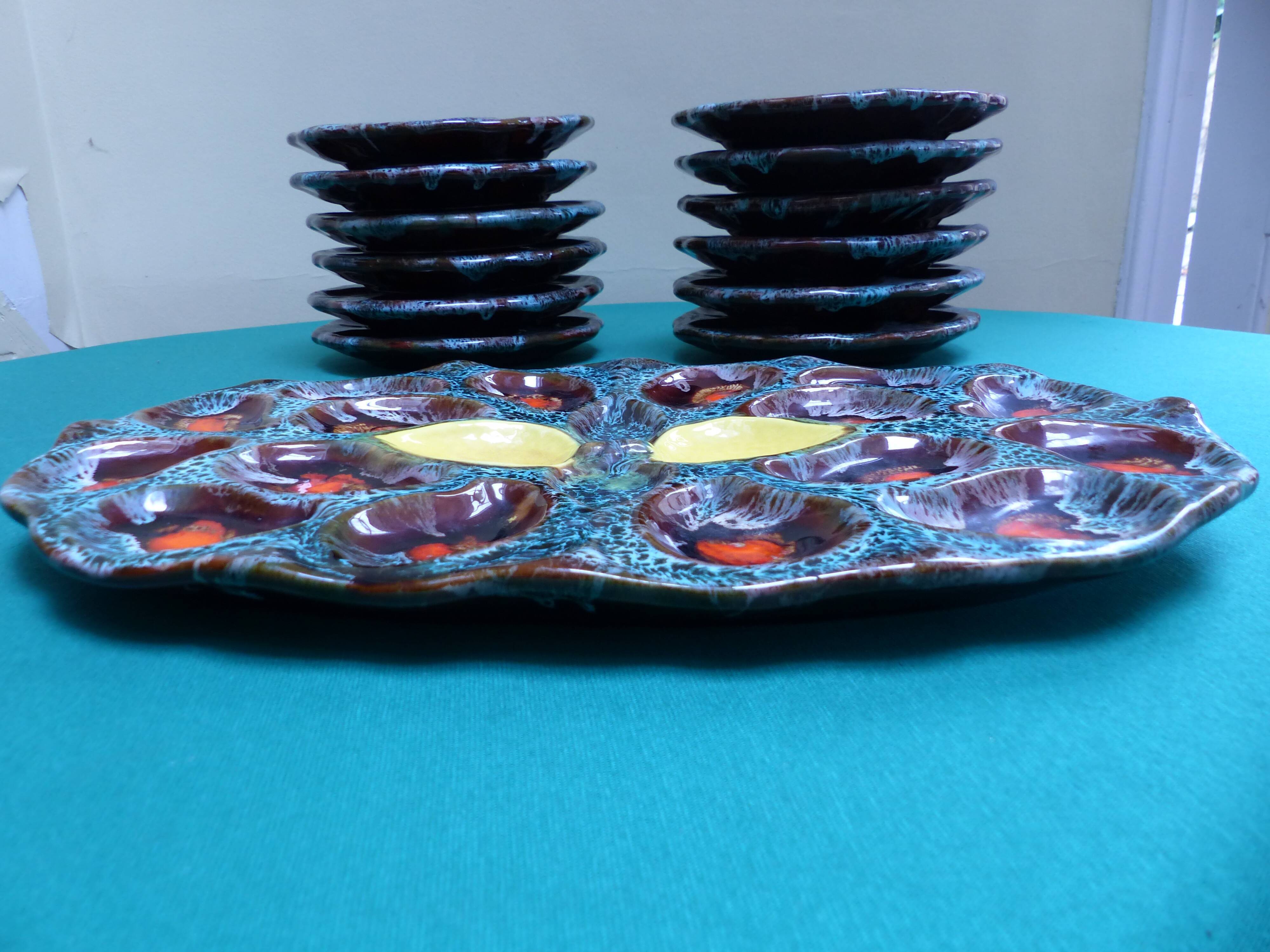 Vallauris Majolica vintage oyster service